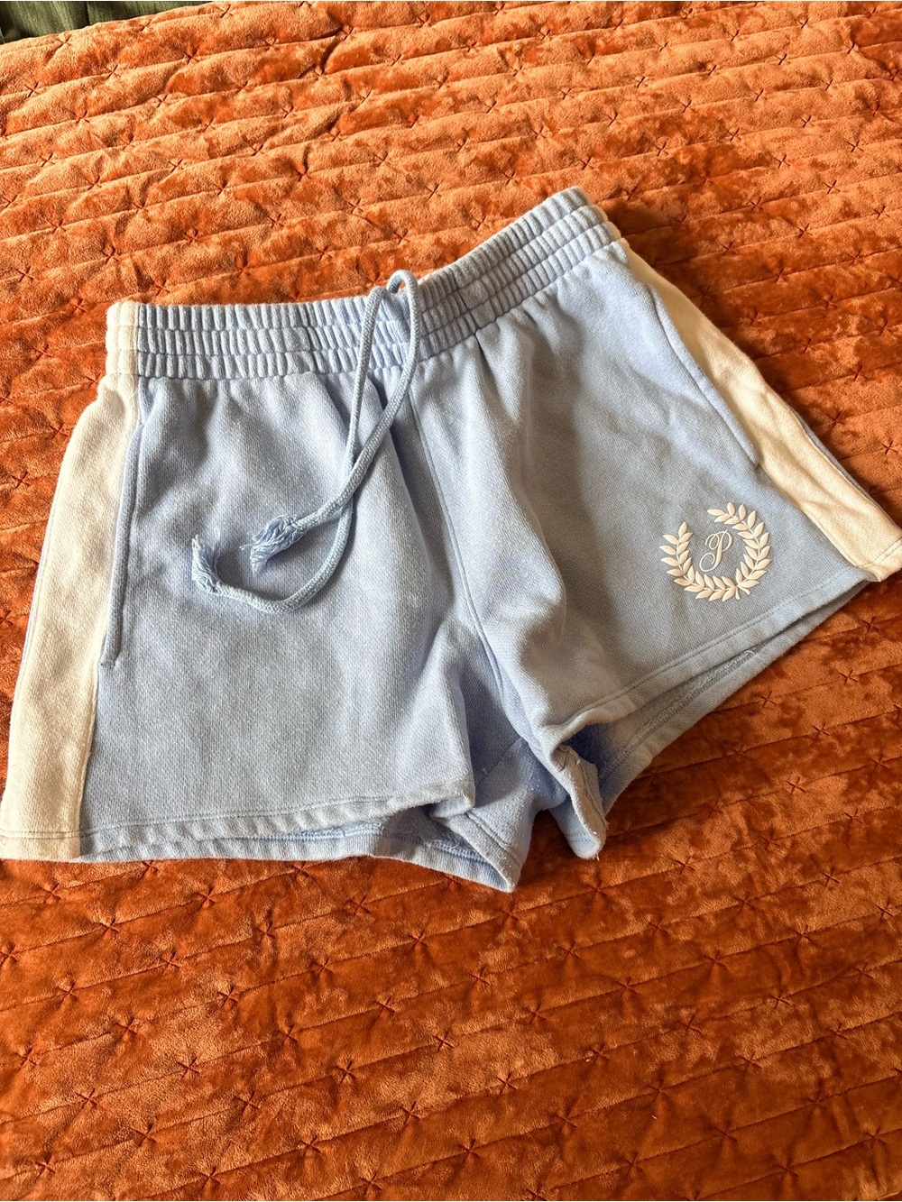 Victoria's Secret Light Blue Terry Athletic Shorts with White Panels